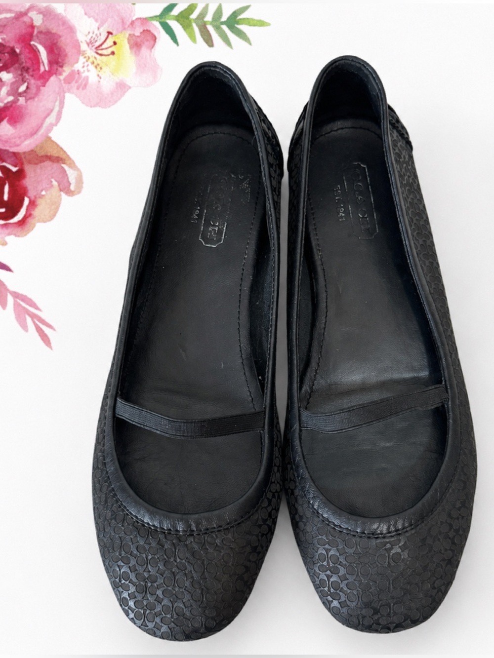 Vintage Y2K Coach Valari Signature C Ballet Flats Black 8.5 (runs big) 9-9.5 US